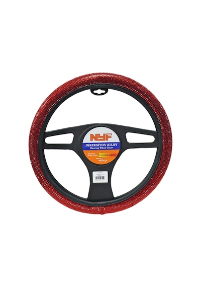 Nyf F-1501 Geçmeli Direksiyon Kılıfı Taşlı Kırmızı Full 38 Cm