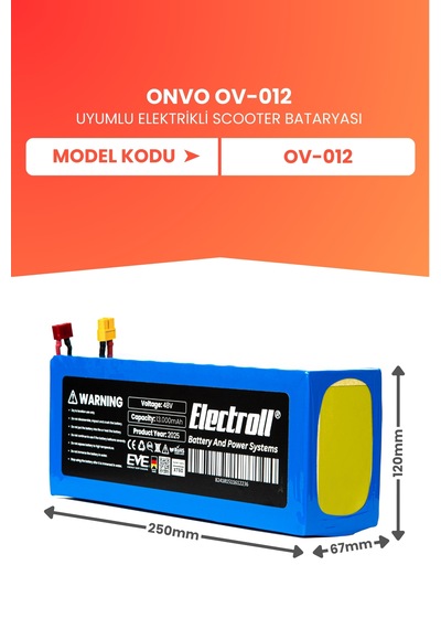 Onvo Ov-012 Yüksek Kapasite Batarya 48v 13ah Pil
