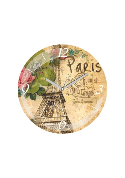 Vintage Paris Sessiz Akar Bombeli Gerçek Cam Duvar Saati Siyah