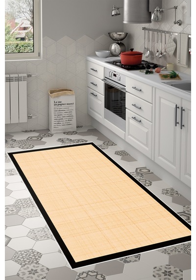 Kaymaz Taban Djt Banyo Mutfak Salon Halı Trend Dokuma Desen E5007 Açık Şeftali
