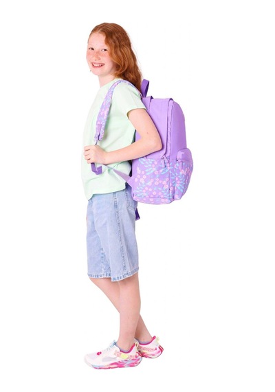 Kaukko Soft Floral Kız Çocuk Üç Bölmeli Mor Çiçekli Okul Sırt Çantası - K1793 Mor