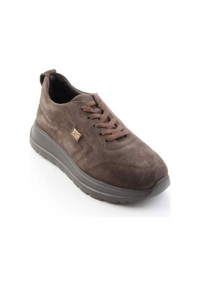 Bambi Kahve Süet Hakiki Deri Kadın Sneaker K01753000402