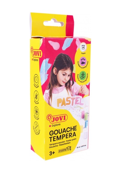 Jovı 520p Guaj Boya 15ml Kavanoz + Fırça Pastel Renkler - 6'lı Kutu Renksiz