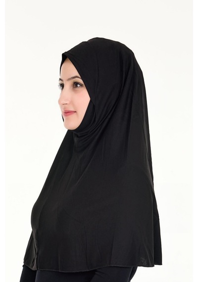 Peçeli Hazır Türban Pratik Şal Hijab Namaz Örtüsü Siyah