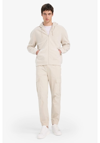 Defacto Boxy Fıt Kapüşonlu Fermuarlı Polar Sweatshirt F0074AX25AU Bej