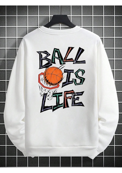 Adrift Coko Serisi Basketball And Slogan Graphic Sweatshirt Beyaz