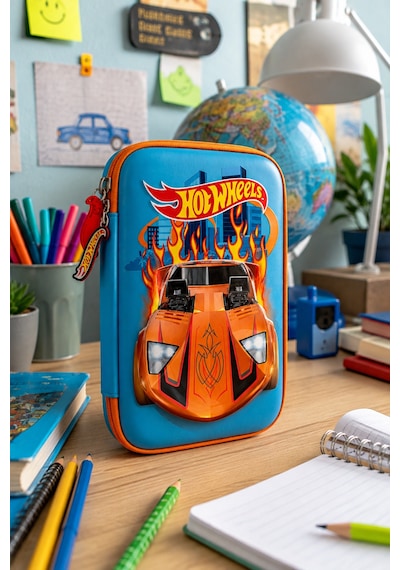 Hot Wheels Eva Kalem Çantası Hw-7785 Büyük Turuncu Kalem Kutusu Okul Kalemliği Kırtasiye Çantası Çok Renkli