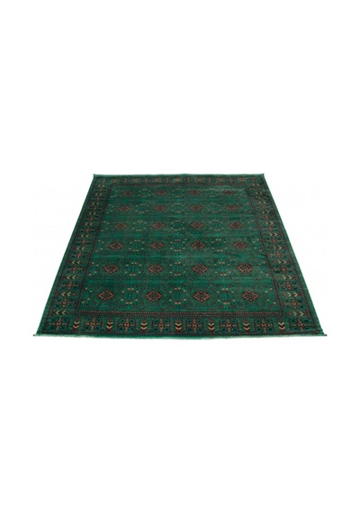 Miras Yeşil Klasik Çiçek Desenli Kalın Dokuma Kilim Halı