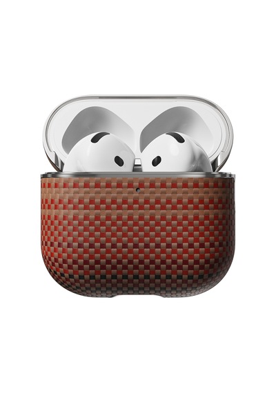 Apple Uyumlu AirPods Pro 2 Kılıf Aramid Fiber Pitaka Tactile Woven Sunset-moonrise Serisi Sunset Kapak Kahverengi