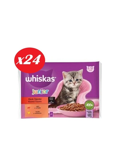 Whiskas Junior Yavru Kedi Sığırlı Tavuklu 4x85 Gr Set 24'lü