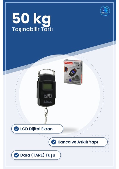 Dijital Tartı Kantar 50 Kg Taşınabilir Askılı Elektronik Bagaj Te