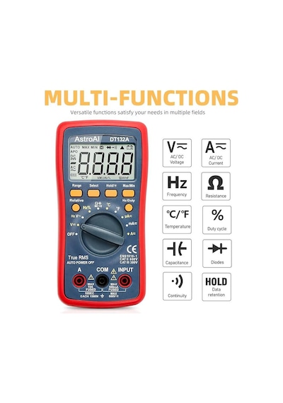 Astroai Dijital Multimetre 4000 Counts Test Cihazi Dt132a
