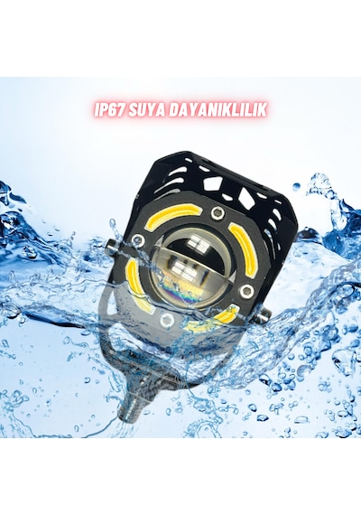 Led Motosiklet Ve Off Road Sis Farı Çakarlı Ultra Parlak 4 Modlu