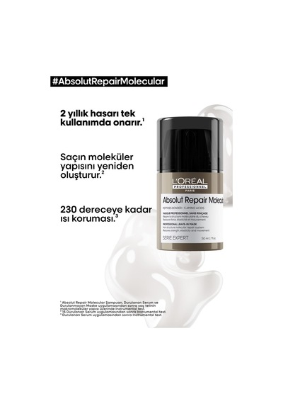 Absolut Repair Molecular Tüm Yıpranmış Saçlar İçin Durulanmayan Maske 50ml