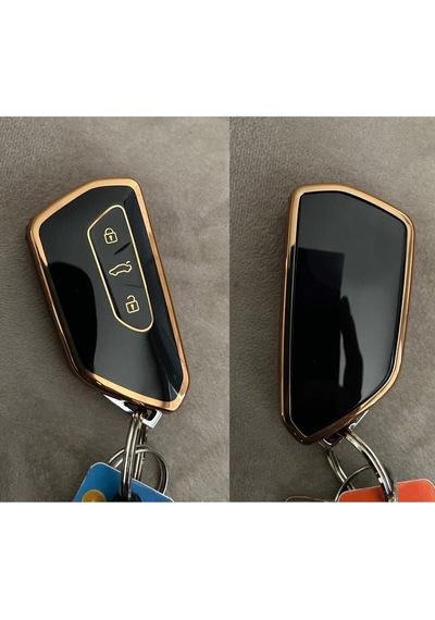 Golf 8 Kumanda Kılıfı Seat Skoda Siyah Gold Altın Renk