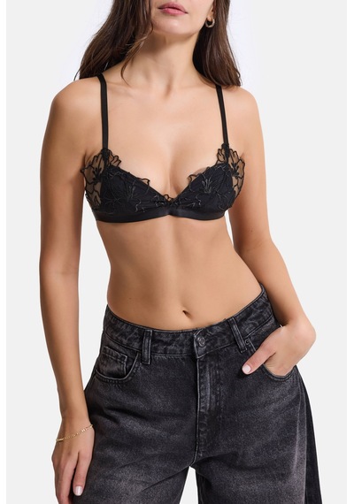 Kadın Kırmız Siyah 2'li Paket Dantelli Bralet Büstiyer Kırmızı