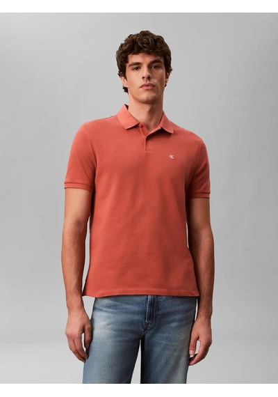 Calvin Klein Ss Monogram Pıque Po, 0kl Turuncu Erkek Polo T-shirt