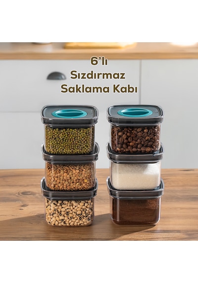Porsima 100 Pro 6lı Sızdırmaz Yiyecek Erzak Saklama Kabı Seti - 500ml Şeffaf