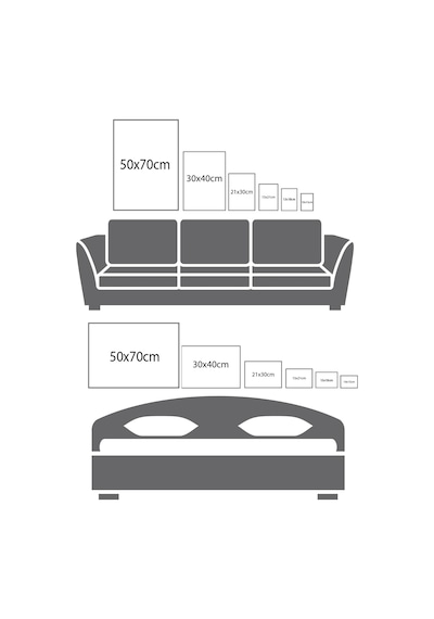 Zestia Siyah Çerçeveli 3'lü Tablo Seti, Klasik Manzara Soft Tonlar, Salon Set No: 30120 50 X 70