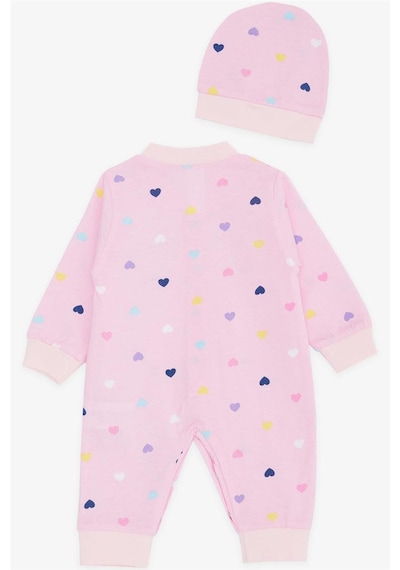 Breeze Kız Bebek Tulum Renkli Kalp Desenli 0 3 Ay 6 Ay, Pembe Pembe