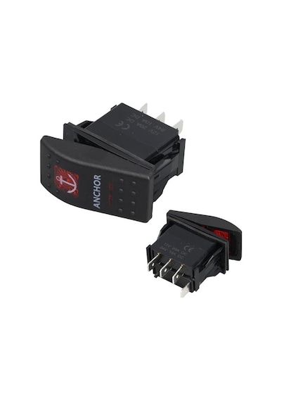 Powermaster Çapa Irgatı Sembollü Yaylı Işıksız 4 Pinli On-off 12-24v Marin Switch
