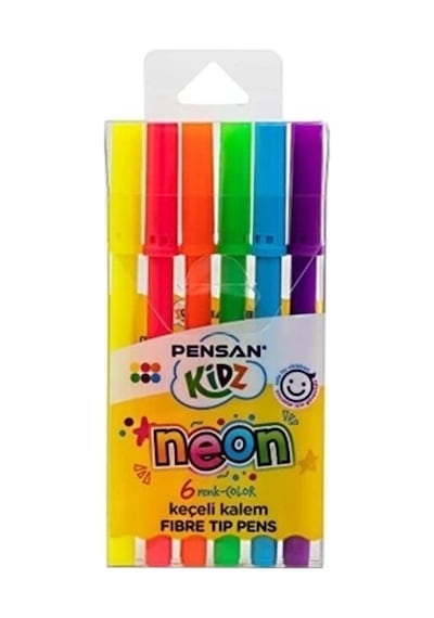 Keçeli Kalem 6 Renk Neon Kesik Uç