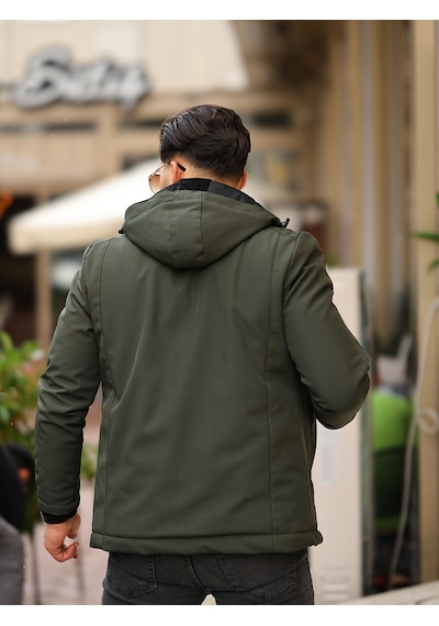 Mero Life Haki Su Ve Rüzgar Geçirmez Içi Kürklü Softshell Mont Haki