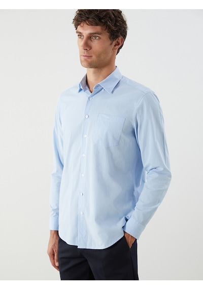 Lcwaıkıkı Classic Mavi Regular Fit Uzun Kollu Poplin Erkek Gömlek