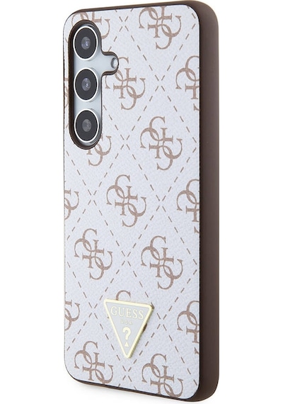 Galaxy S24 Uyumlu Kılıf Guess Lisanslı Pu Üçgen Logo 4g Desenli Kapak Siyah