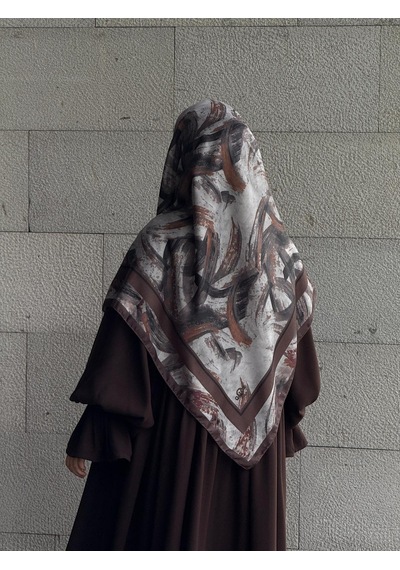 Qalortex Scarf Pamuklu Soft Fırça Desen Eşarp-kahve