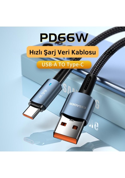 Essager 0.5cm 66w 6a Usb To Type-c Süper Hızlı Data Şarj Kablosu, Ultra Dayanıklı Şarj Ve Data Kablosu