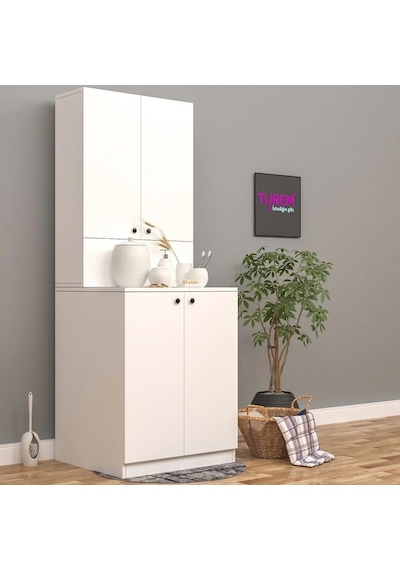 Mine Beyaz Banyo Dolabı Mdf Antrasit Mine Beyaz Banyo Dolabı Mdf Antrasit