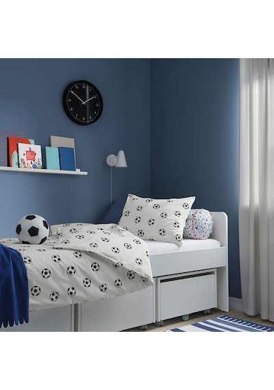 Tek Kişilik Çocuk Nevresim Takımı 150x200/50x60 cm Futbol Temalı MeridyenDukkan Siyah-Beyaz