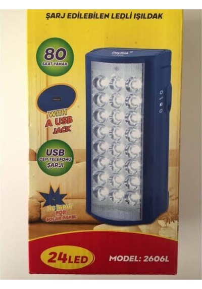 2606l Usb Şarj Çıkışlı Super 18 Led 80 Saat Akülü Şarjlı Işıldak Kırmızı