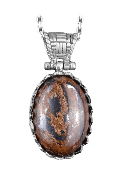 Gerçek Doğal Taş Kolye - 925 Ayar Gümüş Kolye Bronzit