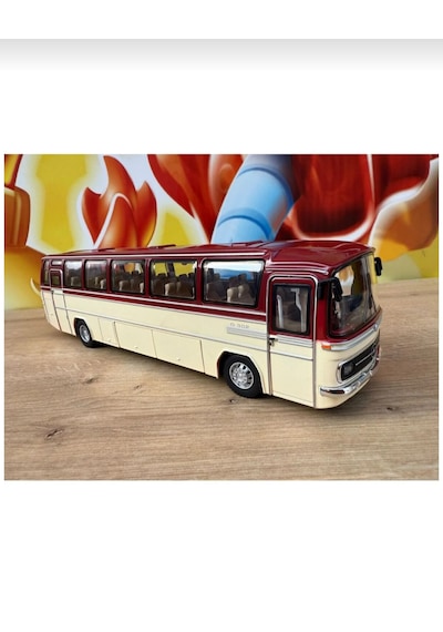 1:24 Mercedes Benz Otobüs Eski Nostaljik Otobüs Krem-bordo 25cm
