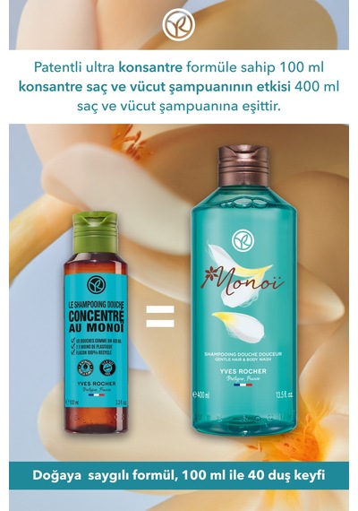 Yves Rocher Monoi Konsantre Nemlendirici Saç Ve Vücut Şampuanı-monoi De Tahiti-sls, Sles İçermez,vegan-100ml