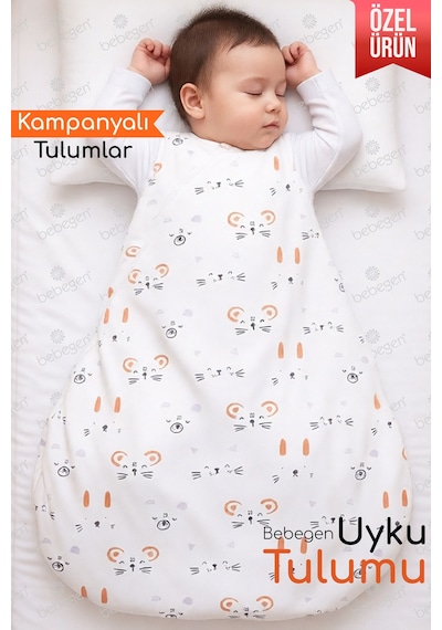 Bebegen Unısex Ekru Kedili Kundak Uyku Tulumu Çok Renkli
