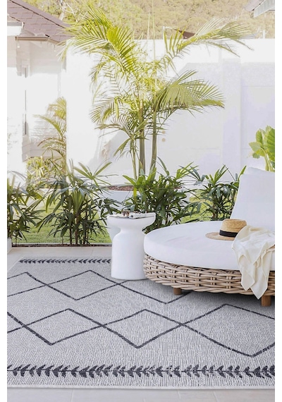 Fresco Ekru Siyah İskandinav Jüt Yıkanabilir Halı Kilim Balkon Te Ekru - Siyah