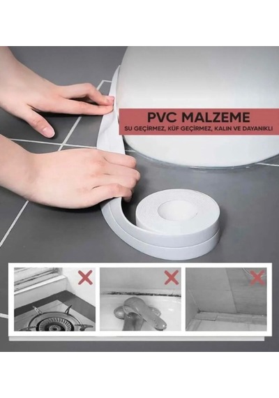 Su Geçirmez Kendinden Yapışkanlı Sızdırmaz Bant Mutfak Ve Banyo İçin Dayanıklı Koruma Bandı