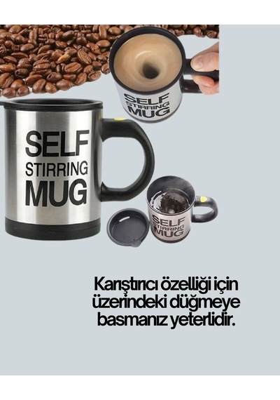 Otomatik Karıştırmalı Termos Kupa Ergonomik Tasarım Çok Renkli