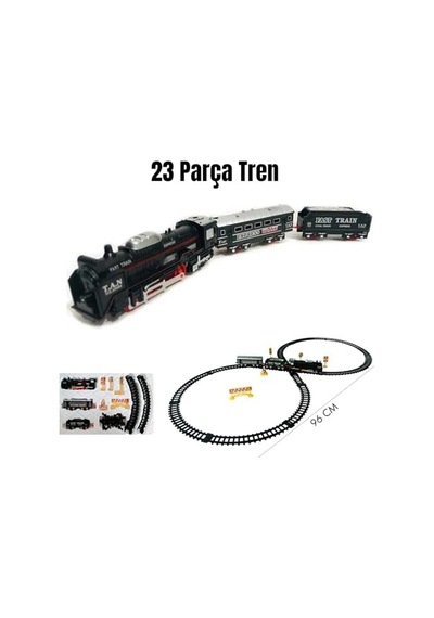 / 23 Parça Işıklı Klasik Tren Seti 96cm 3 Farklı Ray Modeli Pilli Retro Tren Raylı Oyuncak Full Fonksiyon Çocuklar İçin Eğitici