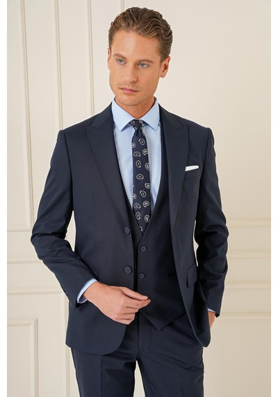 Efor Slim Fit Kırlangıç Yaka Çift Yırtmaçlı Yelekli Klasik Lacivert Takım Elbise Tk 895 Lacivert Efor Slim Fit Kırlangıç Yaka Çift Yırtmaçlı Yelekli Klasik Lacivert Takım Elbise Tk 895 Lacivert