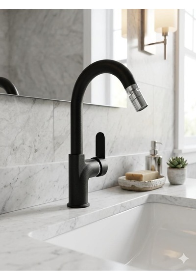 P.s.a. Riva Mix Kuğu Lavabo Bataryası Siyah Bide Uçlu Ps1853
