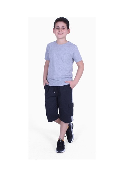 Fyk Kids Düz Model Erkek Çocuk Tişört-kapri Alt Üst Takım Gri