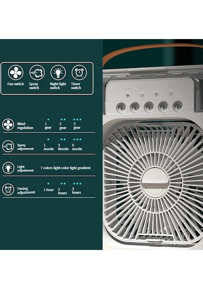 Cbtx Led Gece Lambası İle Beş Delikli Sprey Küçük Fan Nemlendirici Klima