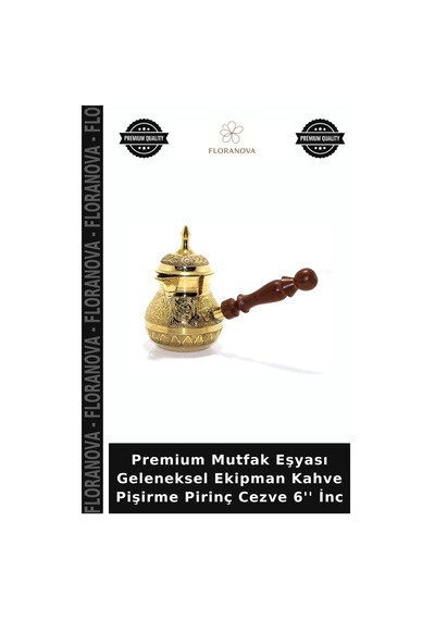 Premium Mutfak Eşyası Geleneksel Ekipman Kahve Pişirme Pirinç Cezve 6'' İnc