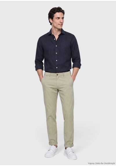 Ramsey Açık Haki Düz Dokuma Jogging Fit Casual Pamuk Karışımlı Pantolon açık Haki light Khaki
