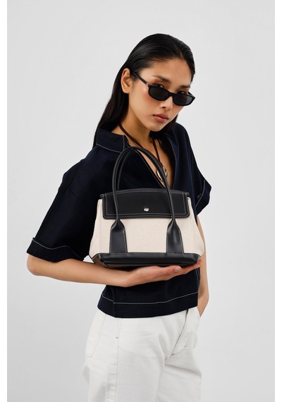 Shule Bags Suede Garnili Kanvas El Ve Çapraz Siyah
