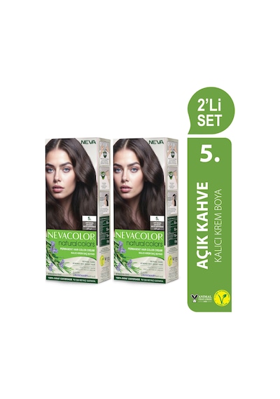 Neva Color Natural Color Saç Boyası 5 Açık Kahve 2'li Set